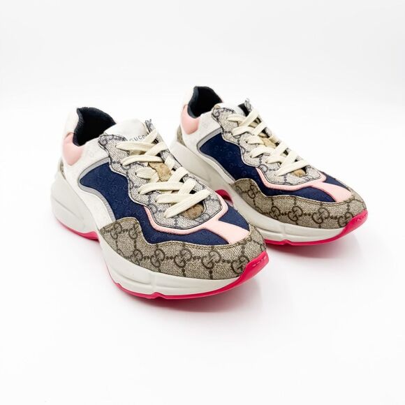Gucci GG Supreme Rhyton Leather Low Top Trainer Sneakers EU 38 US 8 - Picture 1 of 10